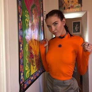 Orange long sleeve crop top